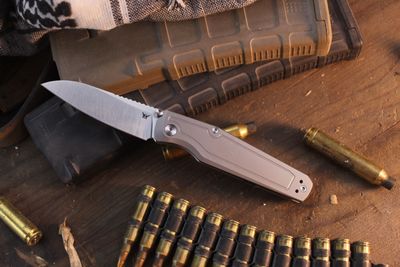 Flytanium Concourse 3.2" Framelock Front Flipper / Bead Blasted Titanium / Satin 14C28N ( Pre Owned )