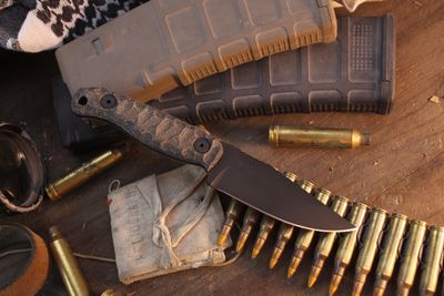 Half Face Blade Featherlight 3.35” Fixed Blade / OD GFreen &amp; Black Canvas Micarta / Black Cerakote S45VN