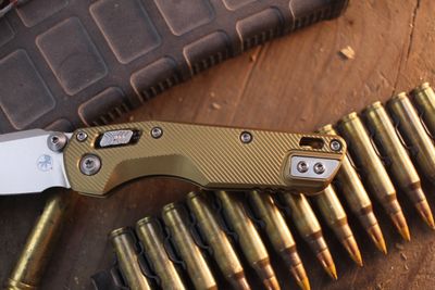 Microtech MSI Mini 3.19" RAM-LOK Folder / Tan Fluted Aluminum / Stonewashed M390MK