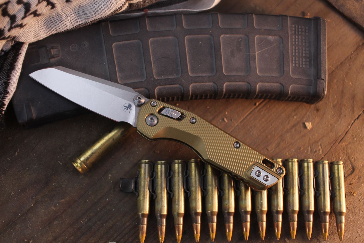 Microtech MSI Mini 3.19" RAM-LOK Folder / Tan Fluted Aluminum / Stonewashed M390MK