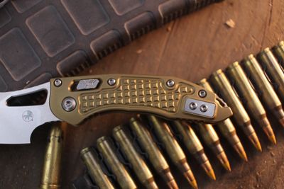 Microtech Stitch 3.25" RAM-LOK Folder / Tan Fragged Aluminum / Stonewashed M390MK