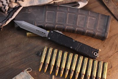 Microtech Ultratech Gen IV Spartan 3.5" OTF Auto / Deep Engraved Topographic Aluminum / Apocalyptic M390MK