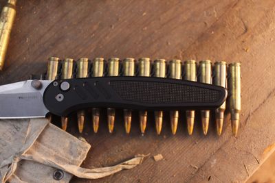Pro-Tech Avalon 4.25" Button Lock Folder / Knurled Black Aluminum / Stonewashed MagnaCut ( Pre Owned )