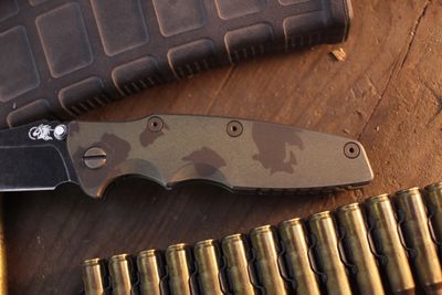 Hinderer Eklipse 3.5" Framelock Folder / Battle Green & Bronze Camo Titanium / Battle Black Spearpoint MagnaCut ( Pre Owned )