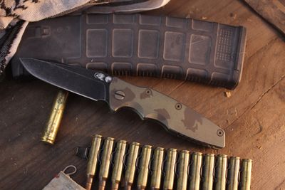Hinderer Eklipse 3.5" Framelock Folder / Battle Green & Bronze Camo Titanium / Battle Black Spearpoint MagnaCut ( Pre Owned ) Hinderer Eklipse 3.5" Framelock Folder / Battle Green & Bronze Camo Titanium / Battle Black Spearpoint MagnaCut ( Pre Owned )