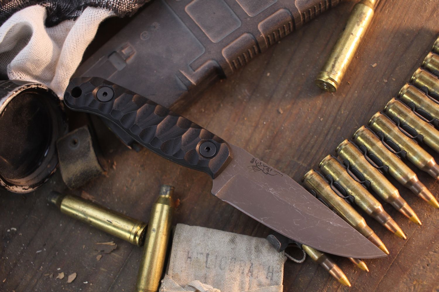 Half Face Blade Featherlight 3.35” Fixed Blade / Black G-10 / Acidwashed S45VN