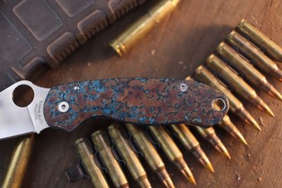 Spyderco Para 3 3" Compression Lock Folder / Shipwrecked Flytanium Lotus Mileld Copper / Satin S45VN ( Pre Owned )