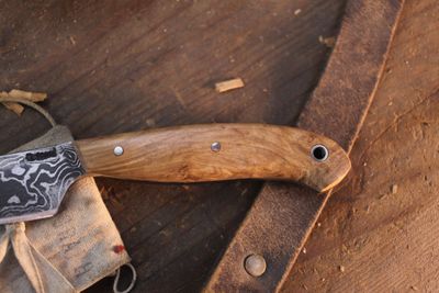 Mark Couch Utility  4” Fixed Blade / Birch / Alaskan Forged Damascus