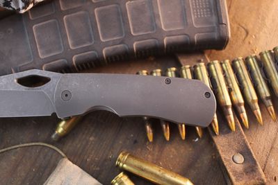 McNees Custom Knives Dixon 3.75" Framelock Folder / Stonewashed Titanium / Acidwashed MagnaCut ( Pre Owned )