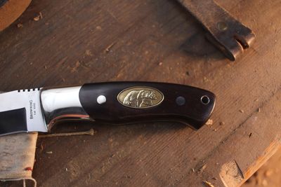 Browning Classic Heritage Series Model 32 3.75" Fixed Blade / Desert Ironwood &amp; Nickel Bolsters / Polished AUS-8 ( Pre Owned )