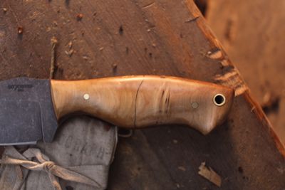 907knives Nelchina Skinner 3.25" Fixed Blade / Spalted Birch / Acidwashed 52100