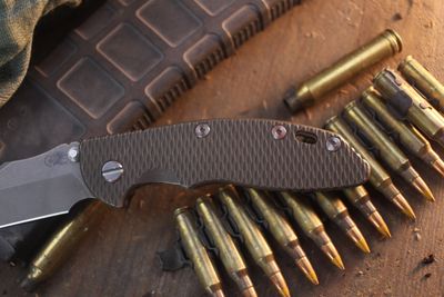 Hinderer Knives XM-18 Aggressor 3.5" Linerlock Folder / Battle Bronze Ti Scale &amp; Frame / Working Finish MagnaCut ( Pre Owned )