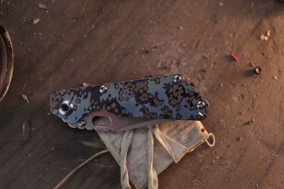 Strider Knives SnG Clip Point 3.52" Framelock Folder / Partizan Camo Anodized Titanium / Stonewashed S30V ( Pre Owned )