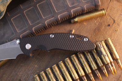 Hinderer XM-18 Recurve 3.5" Framelock Folder / Black G-10 &amp; Working Finish Titanium / Working Finish MagnaCut