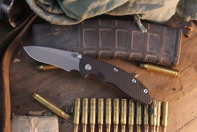 Hinderer XM-18 Recurve 3.5" Framelock Folder / Black G-10 &amp; Working Finish Titanium / Working Finish MagnaCut