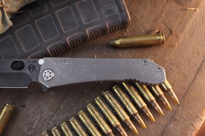 Medford Knife &amp; Tool (MKT) 187DP 3.75" Framelock Folder / Stonewashed Titanium / Black PVD 3V ( Pre Owned )