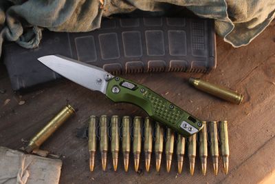 Microtech MSI Mini 3.19" RAM-LOK Folder / OD Green Fragged Aluminum / Stonewashed M390MK ( Pre Owned )