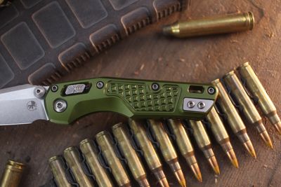 Microtech MSI Mini 3.19" RAM-LOK Folder / OD Green Fragged Aluminum / Stonewashed M390MK ( Pre Owned )