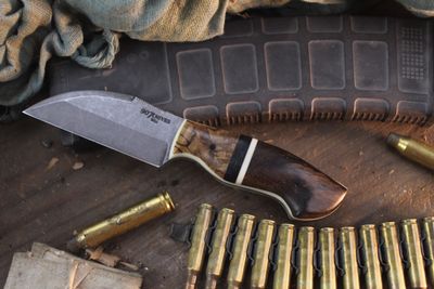 907Knives Raven 3.5" Utility / Birch &amp; Ziricote / Acidwashed 80CRV2