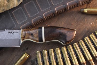 907Knives Raven 3.5" Utility / Birch &amp; Ziricote / Acidwashed 80CRV2