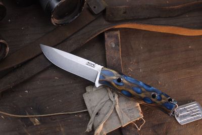 3DK MAK 4" Fixed Drop Point, M390 Blade / Cactus & Blue Resin Handle