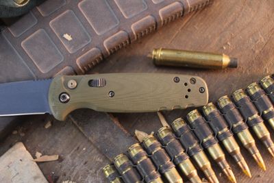 Benchmade CLA 3.4" Plungelock Auto Folder / OD Green G-10 & Bronze Hardware / Northern Lights Cerakote MagnaCut ( Pre Owned )