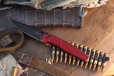 Pro-Tech Avalon 4.25" Button Lock Folder / Knurled Red Aluminum / Black DLC MagnaCut