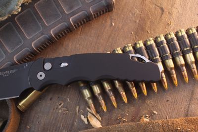 Pro-Tech TR-4 4" Button Lock AUTO Folder /  Black Aluminum / Back MagnaMax