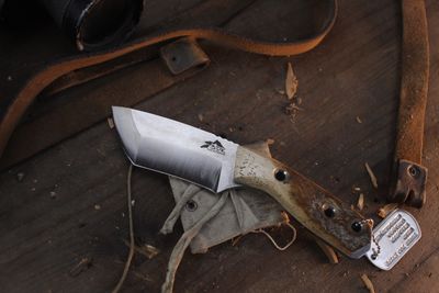 3DK Riot 3.7" Fixed Tanto Point, J.S. Scialabba Hand Ground K110 Blade / Walrus Jaw Bone Handle