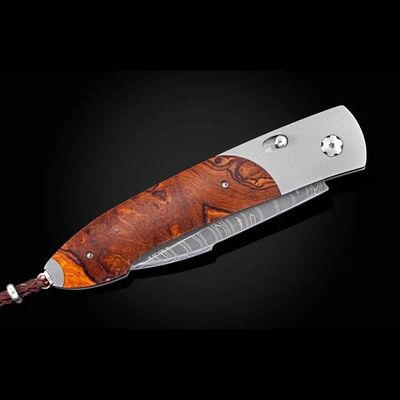 William Henry B22 Vista 3.3" Button Lock Auto Folder / Desert Ironwood & Citrine Button / Chad Nichols Meadows Damascus