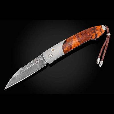 William Henry B22 Vista 3.3" Button Lock Auto Folder / Desert Ironwood & Citrine Button / Chad Nichols Meadows Damascus