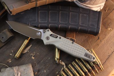 Microtech Socom Elite T/E 4" RAM-LOK Folder / Champagne Gold Frag Aluminum / Burnt Bronze M390MK