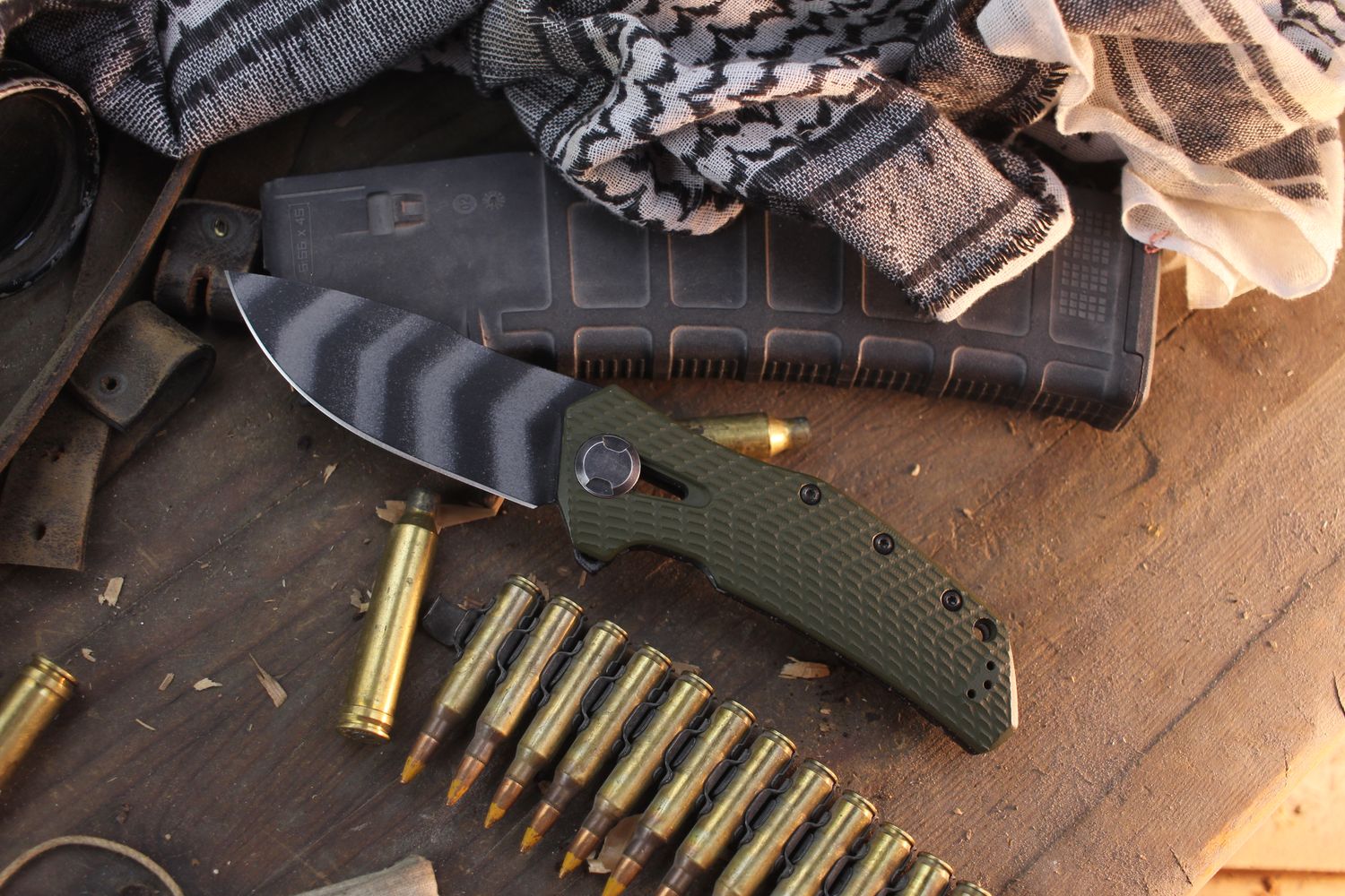 Zero Tolerance Modified 0308 3.75" Framelock Flipper / Green G-10 &amp; Splattered Titanium / Tiger Stripe 20CV ( Pre Owned )