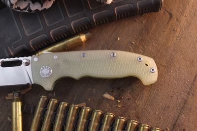 Demko MG AD20I Slim Clip Point 3.5" Shark Lock Folder / Jade G-10 / Stonewashed Ntro-X7 ( Pre Owned )