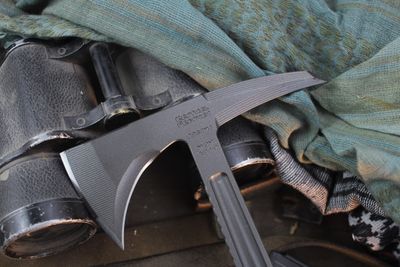 RMJ Tactical Kestrel Feather 13" Tomahawk / Black G-10 / Tungsten Cerakote 80CRV2 ( Pre Owned )