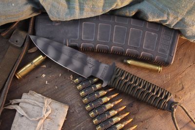 Strider Knives MT Mod Sniper 5.5" Fixed Blade / OD Green Paracord / Tiger Stripe S30V ( Pre Owned )