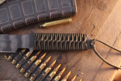 Strider Knives MT Mod Sniper 5.5" Fixed Blade / OD Green Paracord / Tiger Stripe S30V ( Pre Owned )