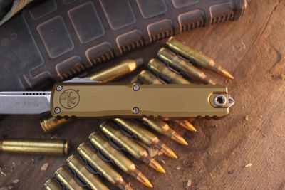 Microtech Ultratech Gen IV S/E 3.55" OTF Auto / Tan Aluminum / Apocalyptic M390MK