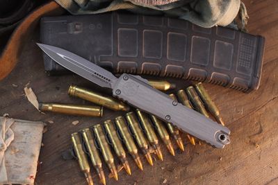 Microtech Ultratech Gen IV D/E 3.55" OTF Auto / Natural Aluminum / Apocalyptic M390MK