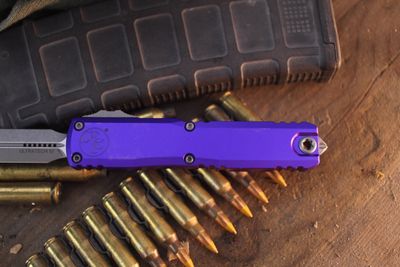 Microtech Ultratech Gen IV D/E 3.55" OTF Auto / Purple Aluminum / Apocalyptic M390MK
