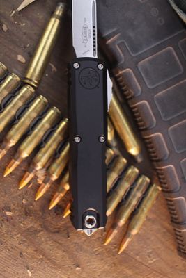 Microtech UTX-85 Gen IV S/E 3" OTF Auto / Black Aluminum / Stonewashed M390MK