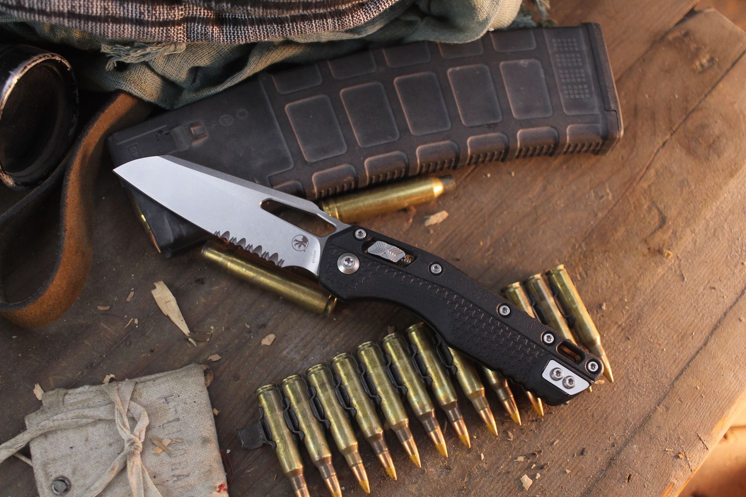 Microtech MSI 3.88" RAM-LOK Folder / Black Polymer / Stonewashed Partially Serrated M390MK