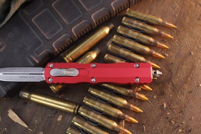 Microtech Dirac 2.88" Dagger OTF Auto / Red Aluminum / Stonewashed