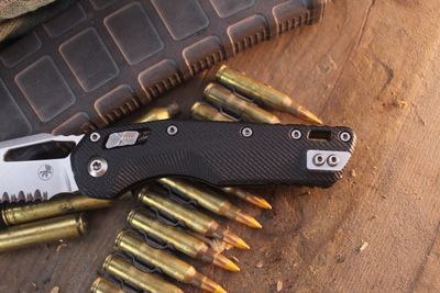 Microtech MSI 3.88" RAM-LOK Folder / Black Fluted G-10 / Stonewashed Partially Serrated M390MK ( Pre Owned )
