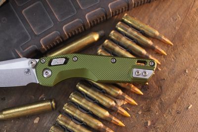 Microtech MSI Mini 3.19" RAM-LOK Folder / OD Green Fluted Aluminum / Stonewashed M390MK ( Pre Owned )