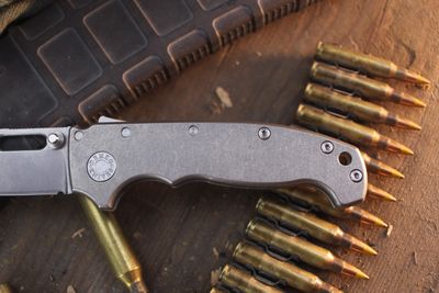 Demko MAD20S Sharkfoot  3.7" Shark Lock Folder / Smooth Titanium / Stonewashed CruWear ( Pre Owned )