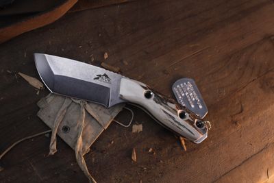 3DK Riot 3.7" Fixed Tanto Point, K110 Blade / Sambar Stag Handle