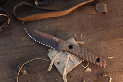 TRC Knives Classic Freedom 3.6" Fixed Blade / 3D Machined Natural Micarta / Apocalyptic Finish M390 ( Pre Owned )