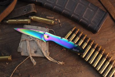 Kershaw Leek 3" Assisted Framlock Flipper / Rainbow Steel / Rainbow 14C28N Sandvik ( Pre Owned )