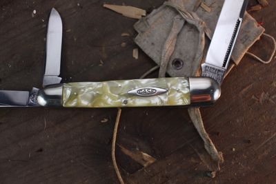 Case Vintage Saxon Whittler 4.5" Closed Slipjoint Folder / Cracked Ice Celluloid / Satin Tru-Sharp Stainless ( Pre Owned )